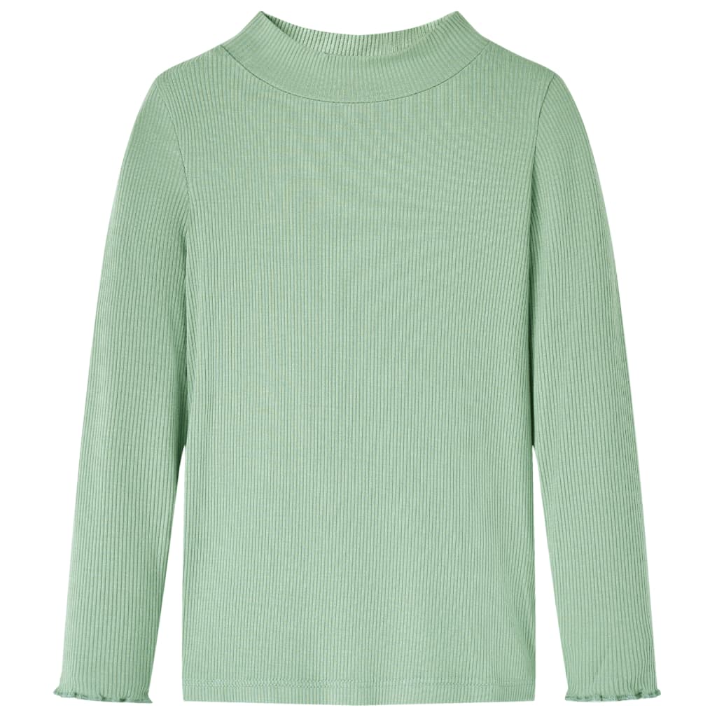 Kindershirt met lange mouwen lage col 128 donkermintkleurig – afbeelding 1