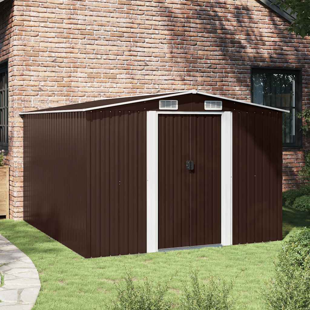 Tuinschuur 257x298x178 cm metaal bruin – afbeelding 2