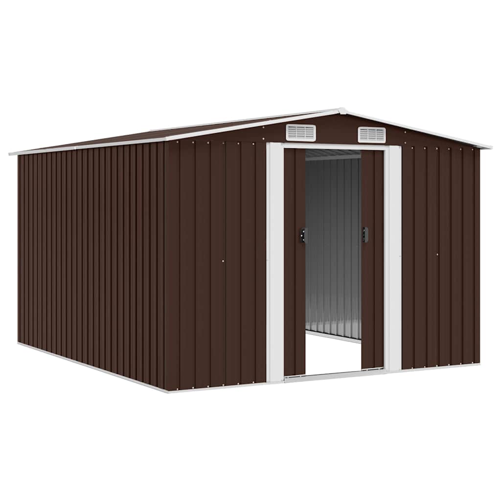 Tuinschuur 257x298x178 cm metaal bruin – afbeelding 3