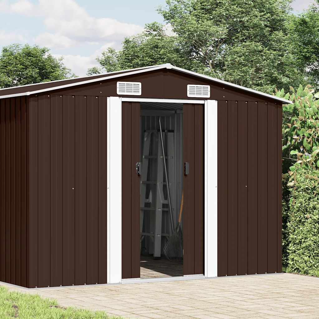 Tuinschuur 257x392x181 cm metaal bruin – afbeelding 2