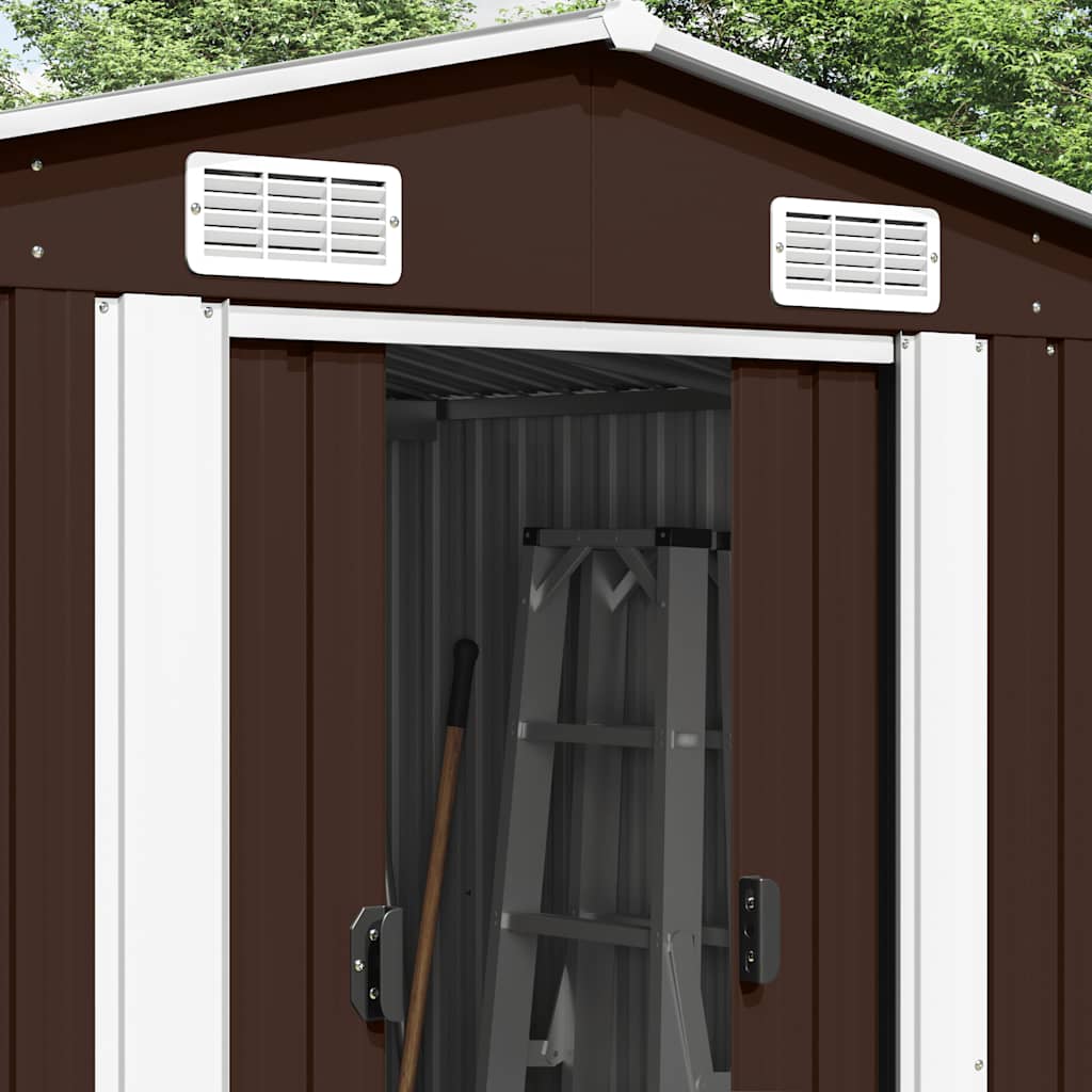 Tuinschuur 257x392x181 cm metaal bruin – afbeelding 3