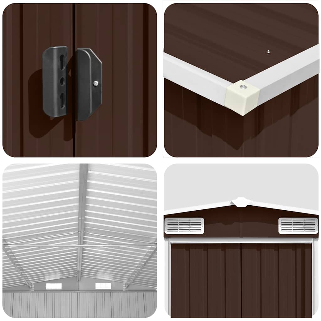 Tuinschuur 257x392x181 cm metaal bruin – afbeelding 8