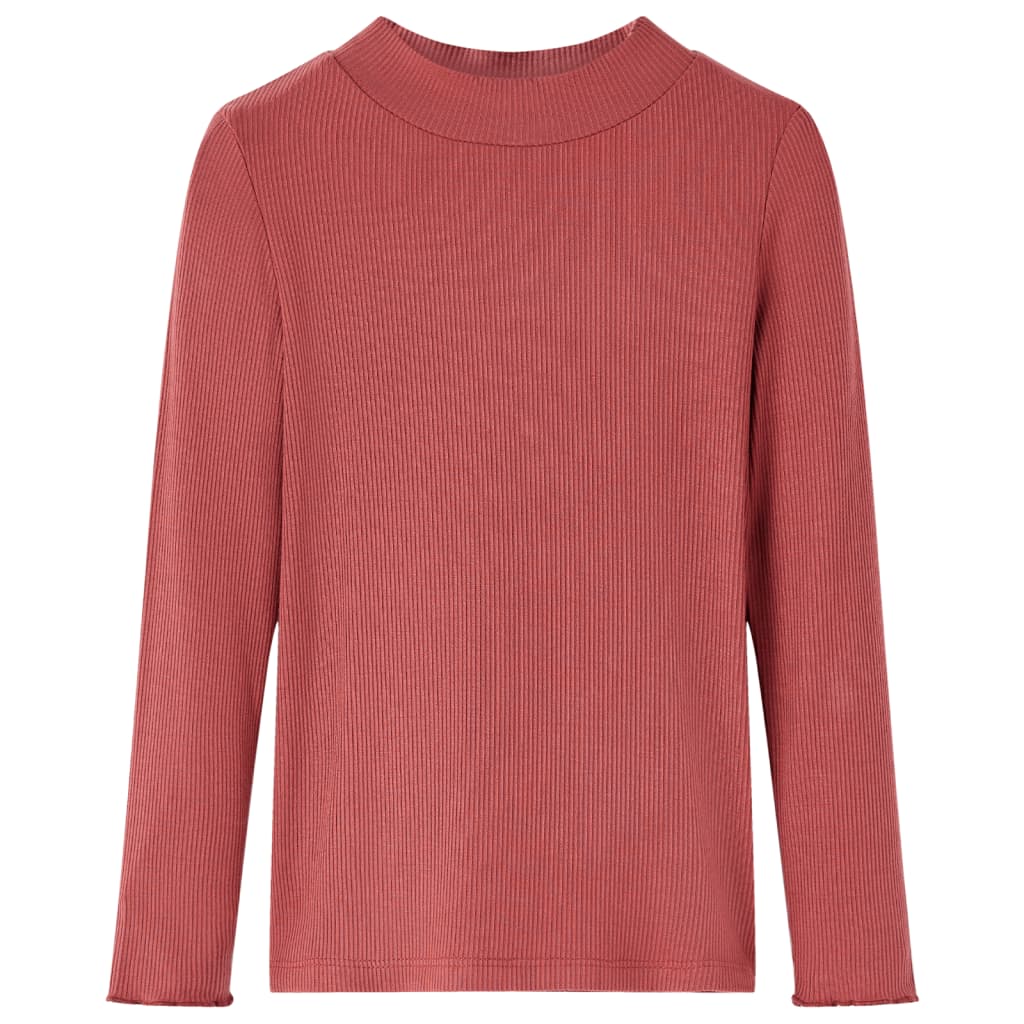 Kindershirt met lange mouwen en lage col 104 roodbruin