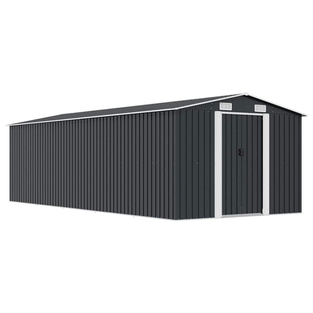 Tuinschuur 257x580x181 cm metaal antracietkleurig – afbeelding 1