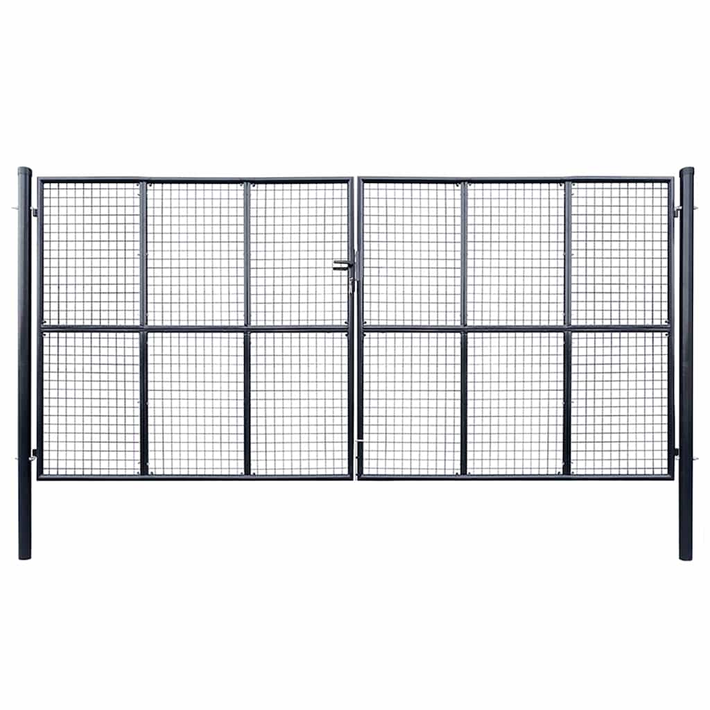 Tuinhek van gaas gegalvaniseerd staal 400x175 cm grijs