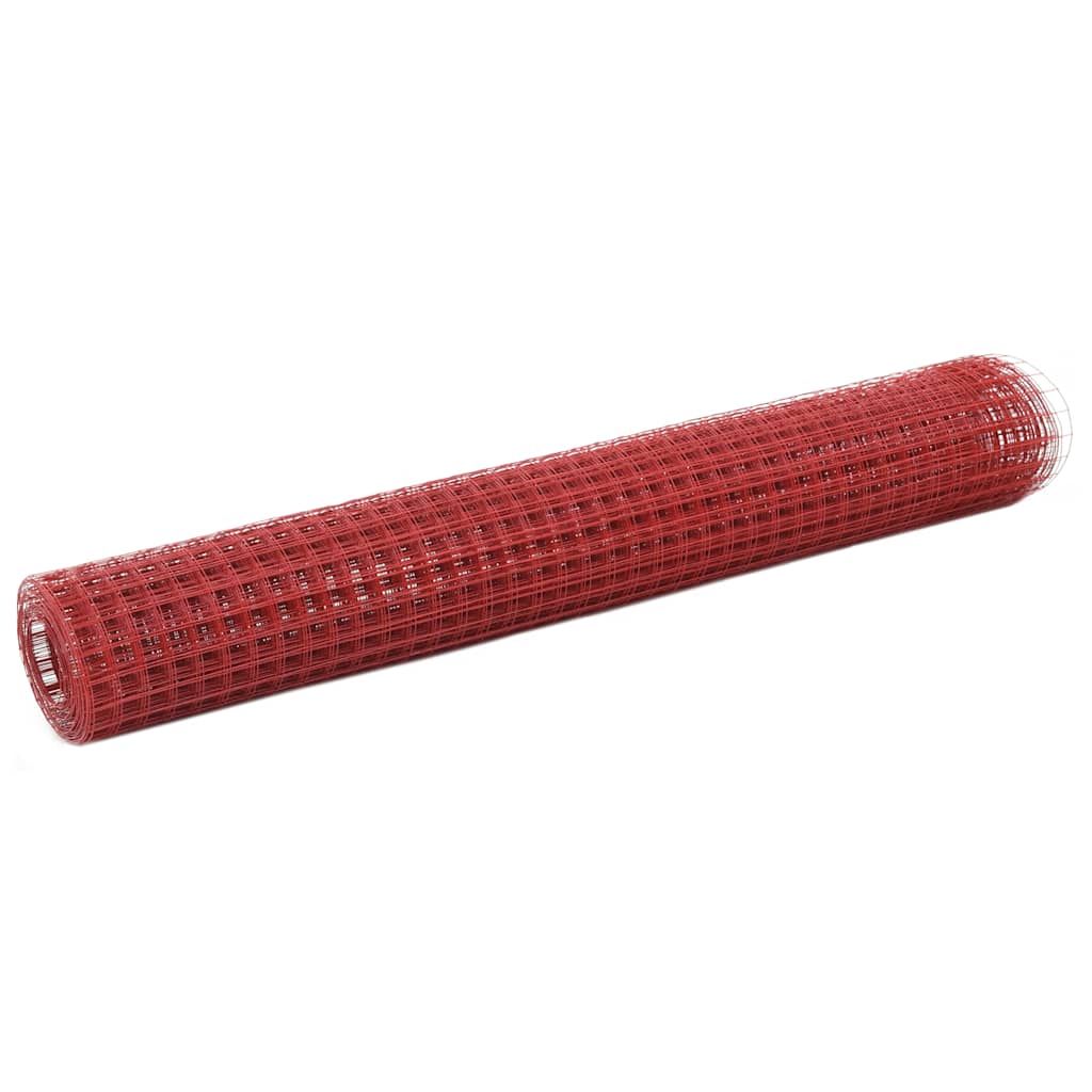 Kippengaas 25x1 m staal met PVC coating rood – afbeelding 1