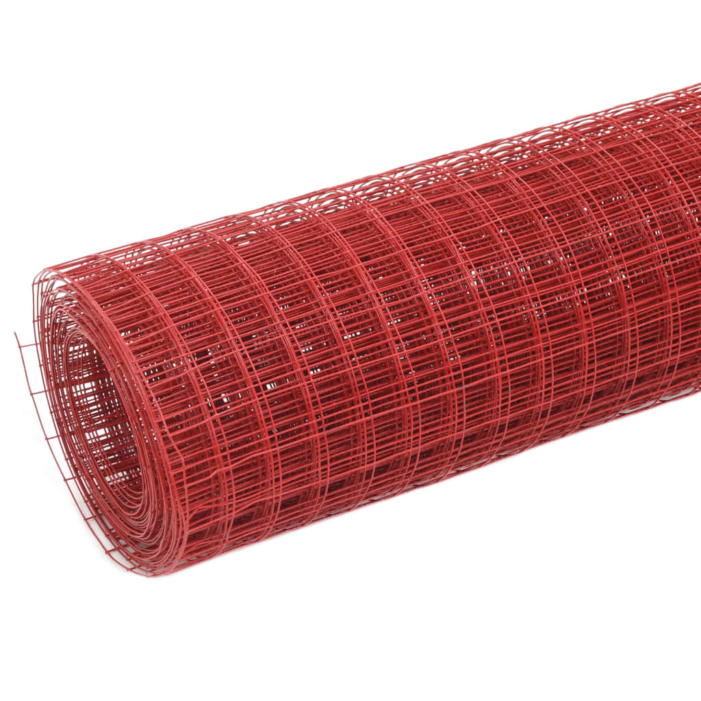 Kippengaas 10x0,5 m staal met PVC coating rood – afbeelding 2
