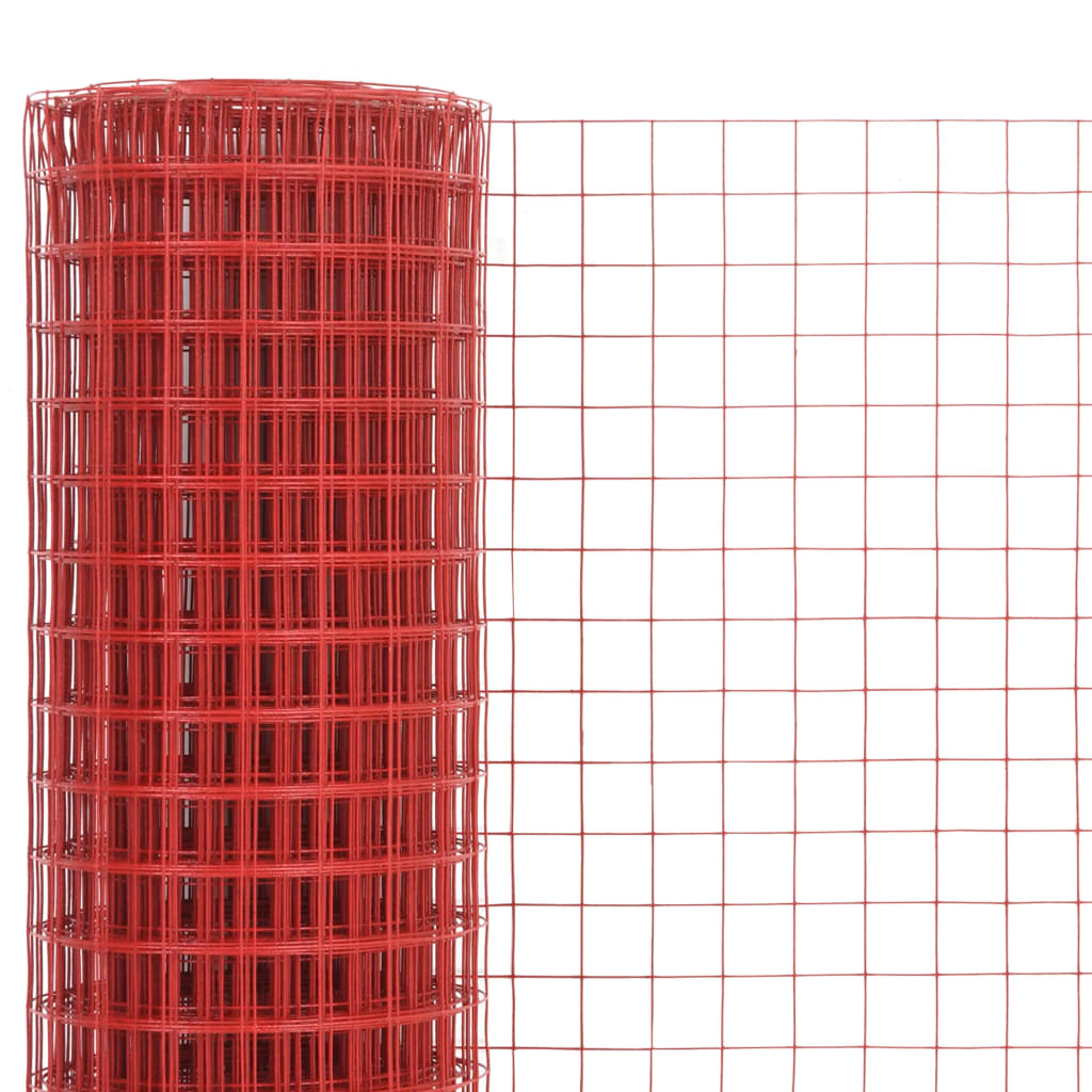 Kippengaas 10x0,5 m staal met PVC coating rood – afbeelding 3