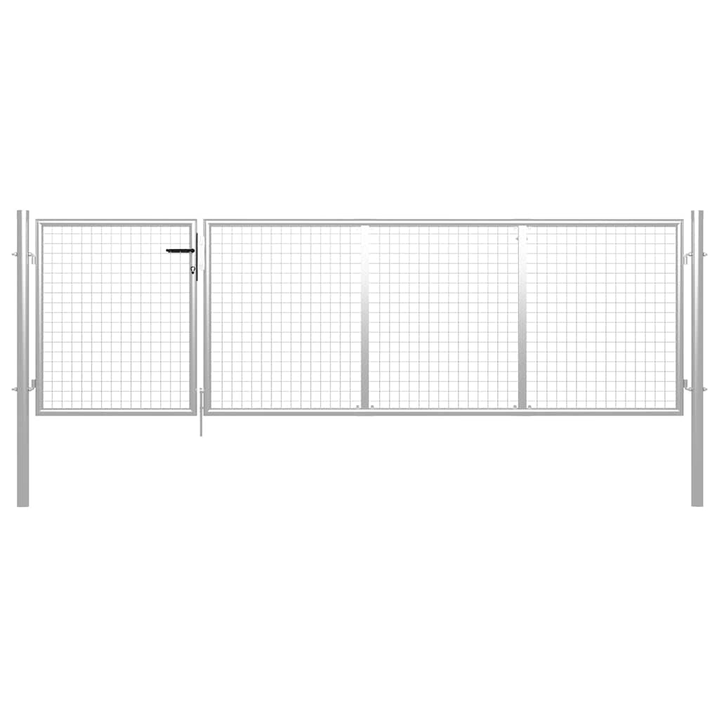 Poort 350x100 cm staal zilverkleurig