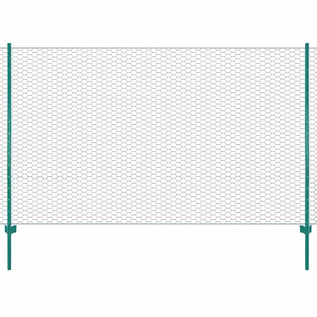 Draadgaashek met palen 25x2 m staal groen