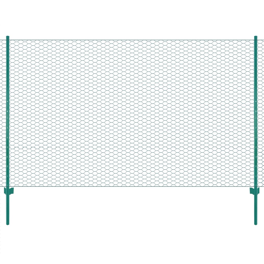 Draadgaashek met palen 25x1,5 m staal groen