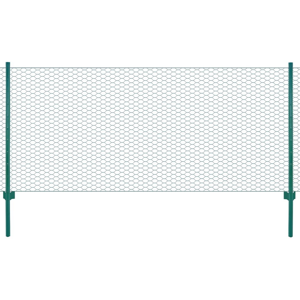 Draadgaashek met palen 25x0,75 m staal groen