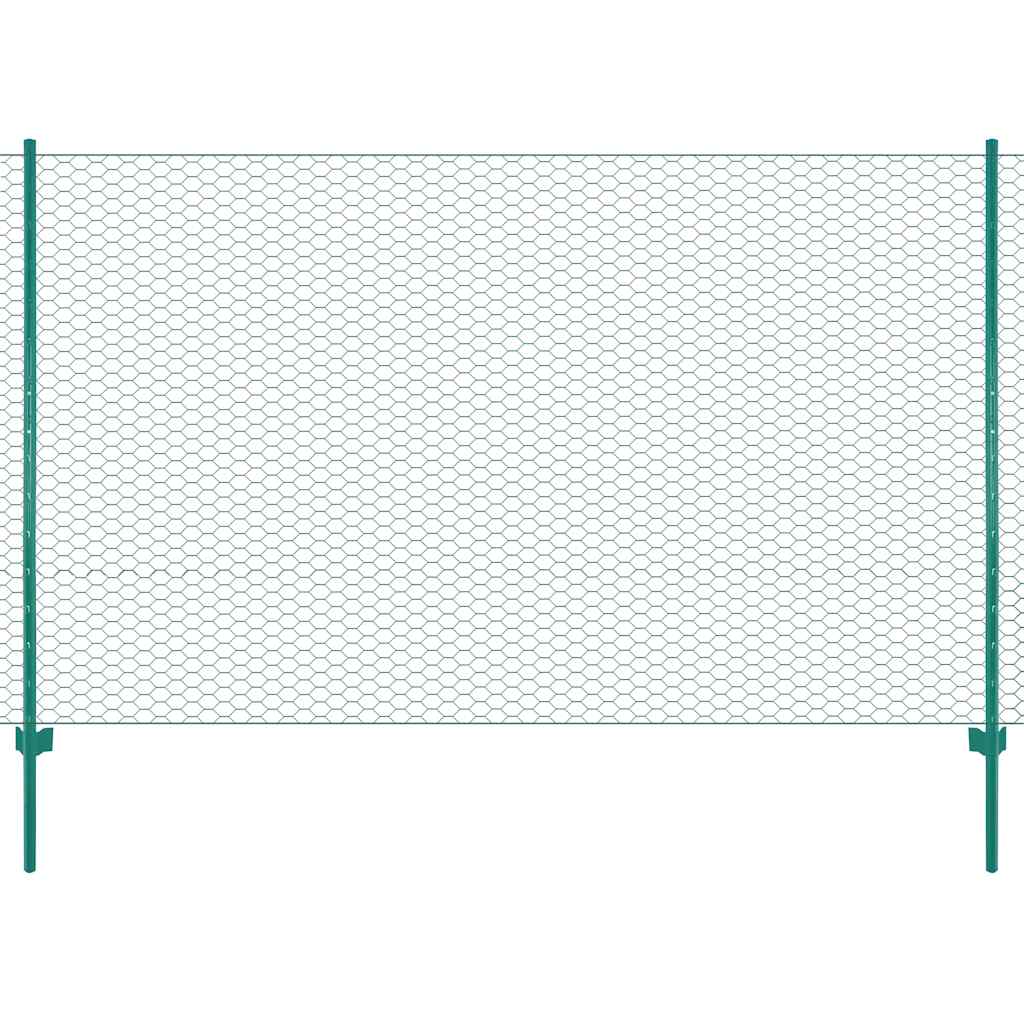 Draadgaashek met palen 25x1,5 m staal groen