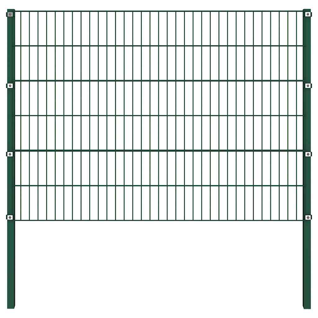 Schuttingpaneel met palen ijzer 176,5x120 cm groen – afbeelding 1