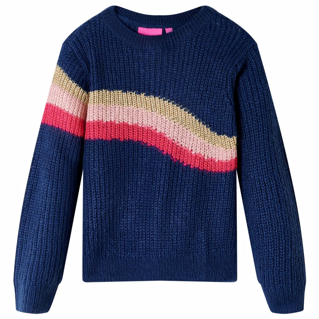 Kindertrui gebreid 128 marineblauw