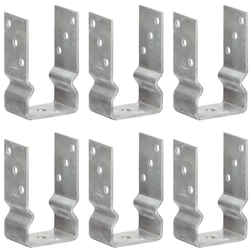 Grondankers 6 st 8x6x15 cm gegalvaniseerd staal zilverkleurig