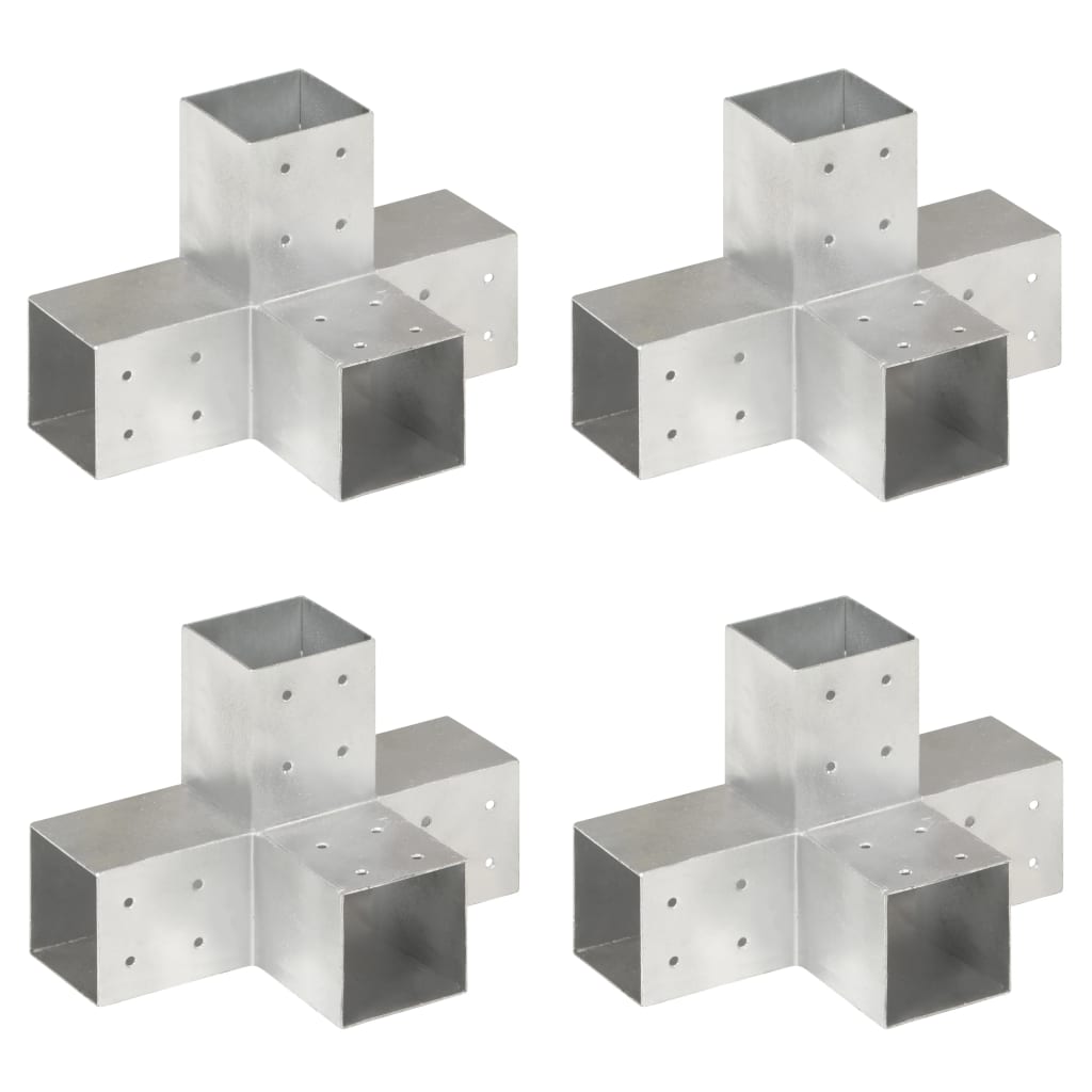 Paalverbindingen 4 st X-vorm 81x81 mm gegalvaniseerd metaal