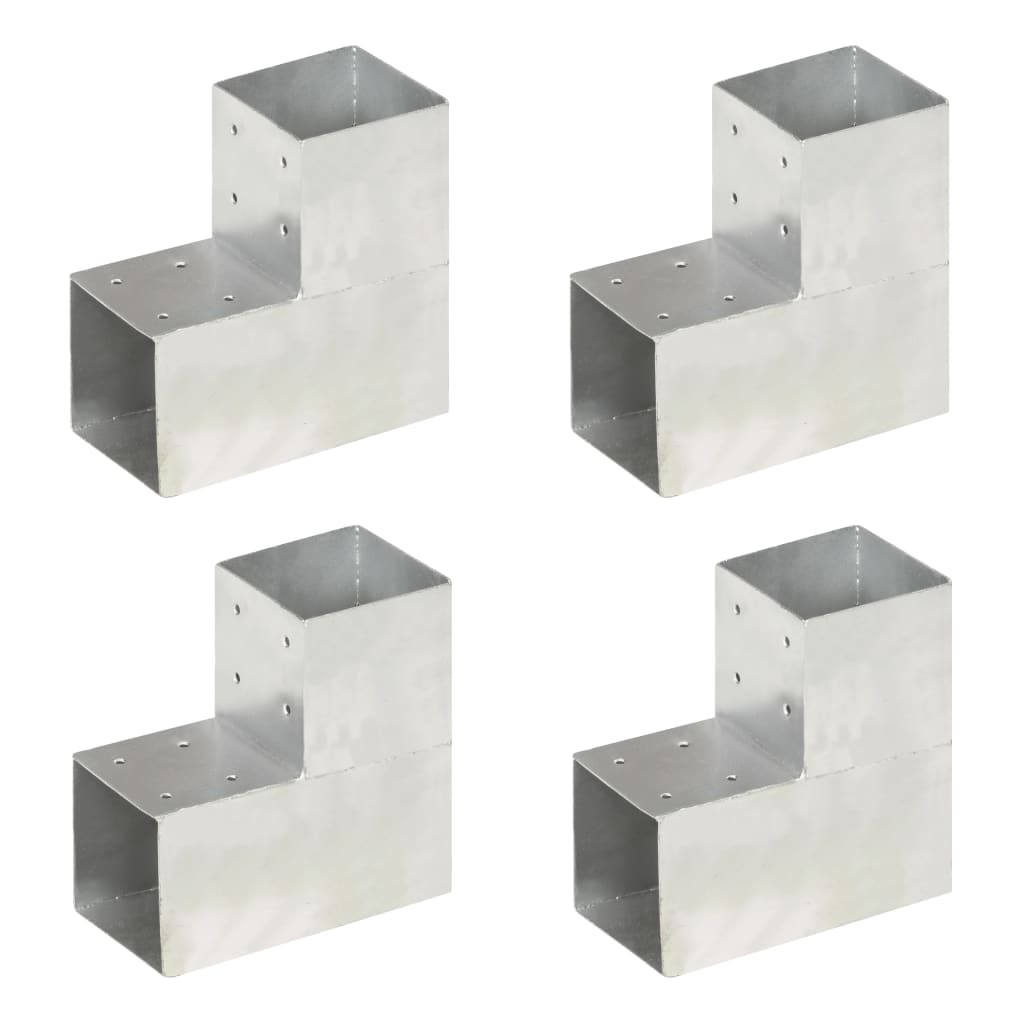 Paalverbindingen 4 st L-vorm 101x101 mm gegalvaniseerd metaal – afbeelding 1