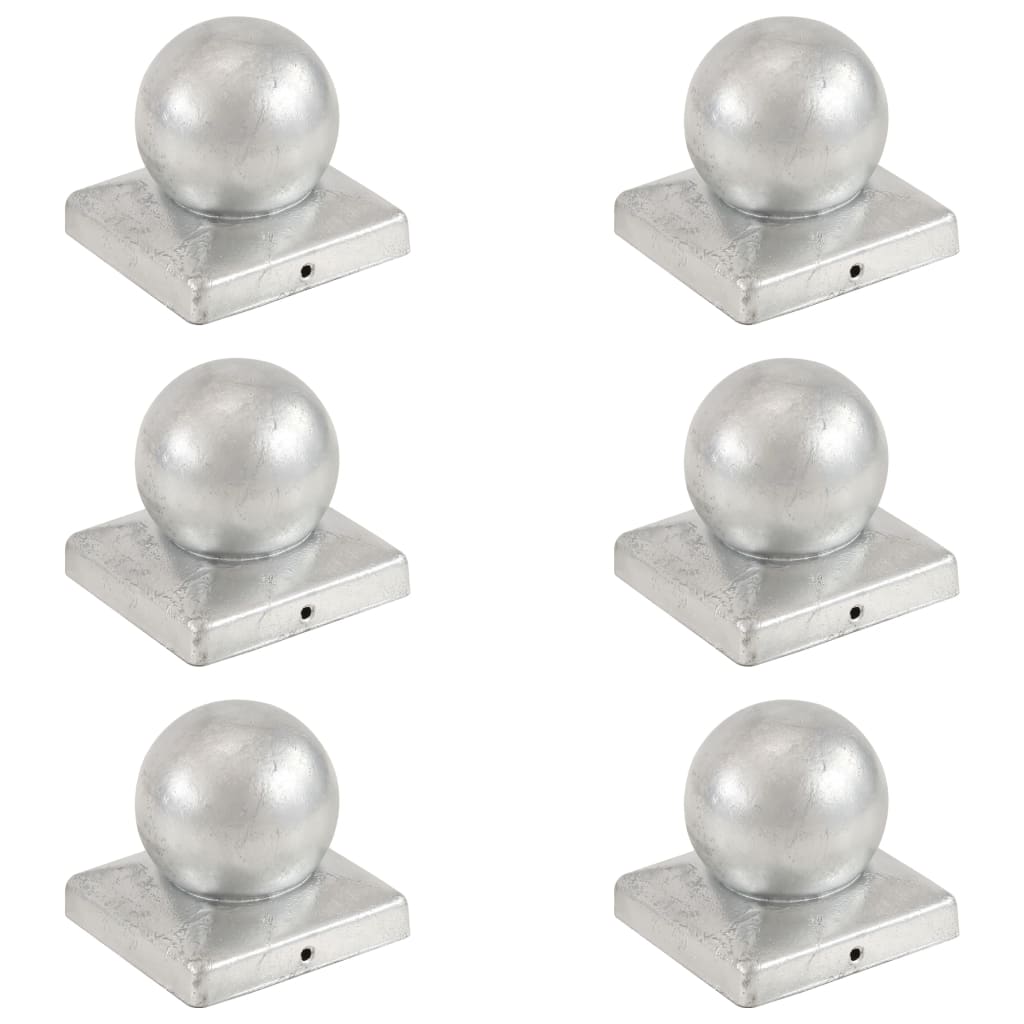 Paalkappen 6 st bol 101x101 mm gegalvaniseerd metaal
