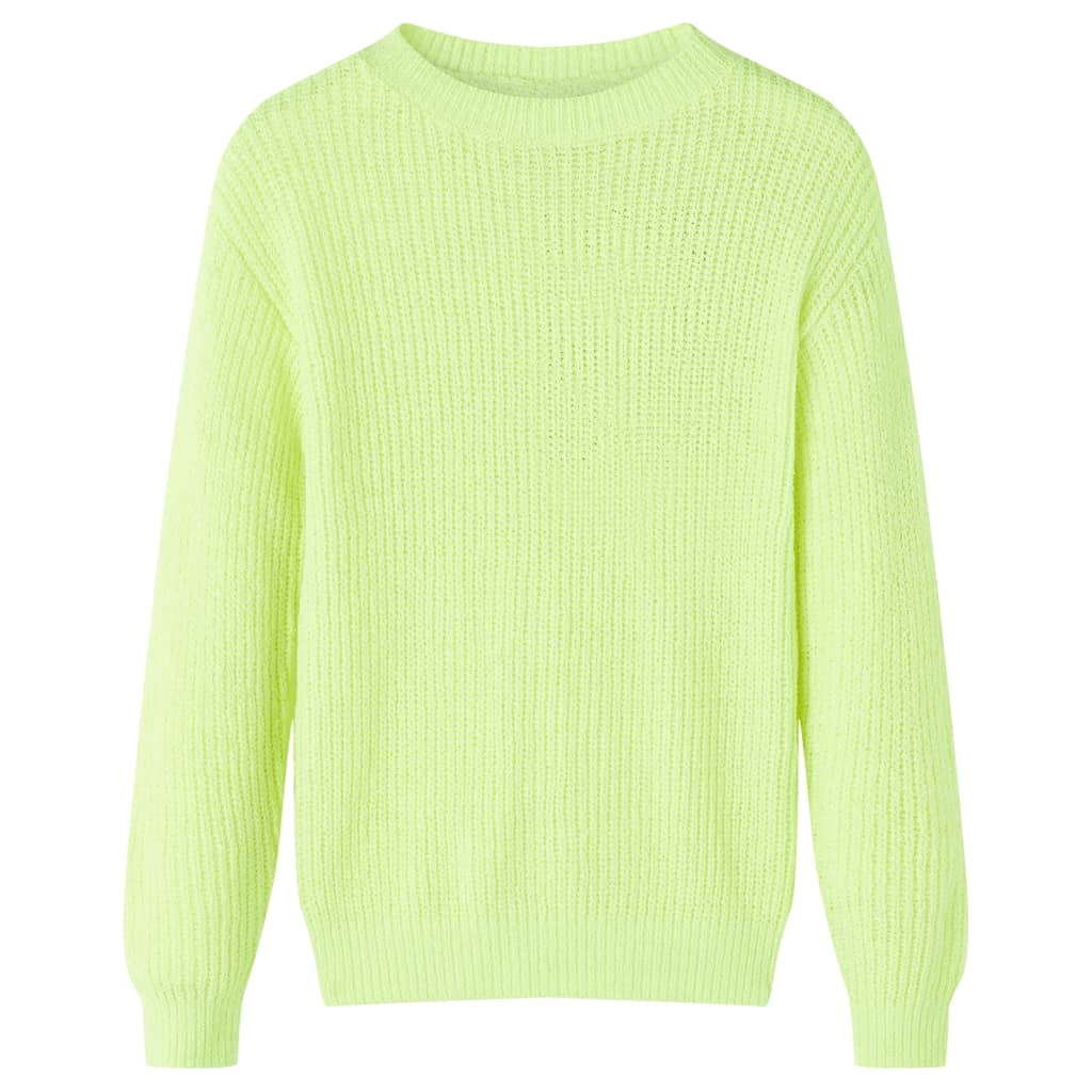 Kindertrui gebreid 116 neongeel