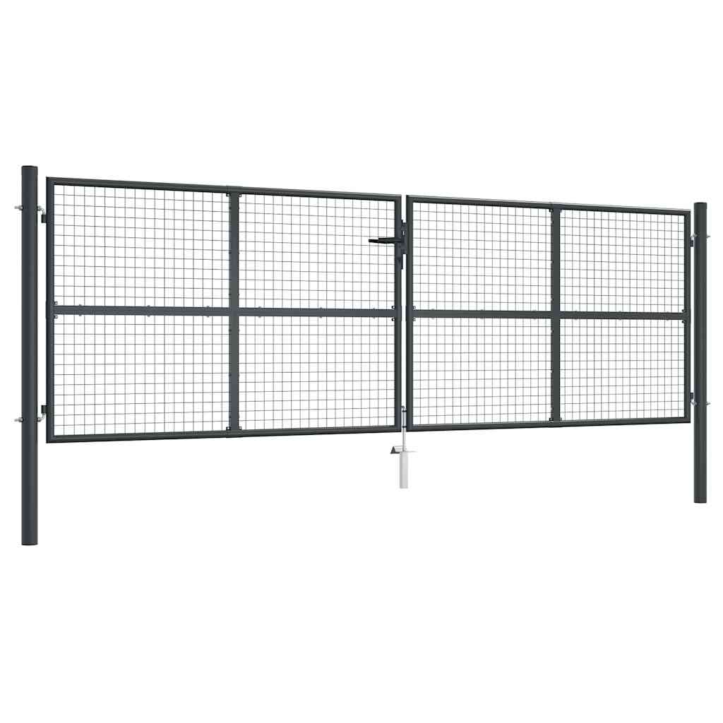 Tuinhek van gaas gegalvaniseerd staal 400x125 cm grijs
