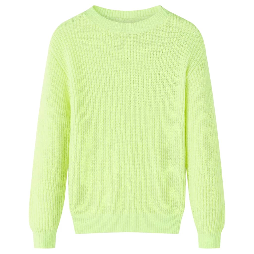 Kindertrui gebreid 128 neongeel