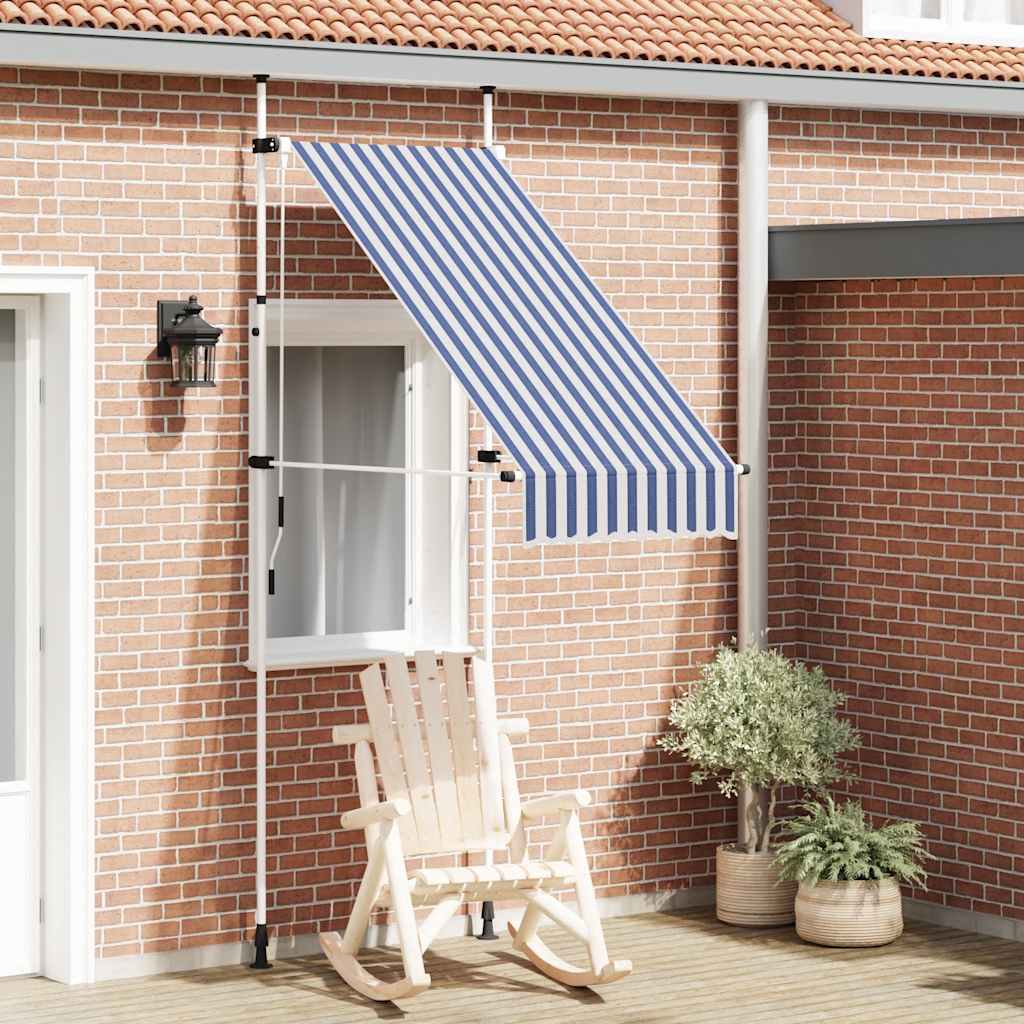 Luifel handmatig uittrekbaar 100 cm blauw en witte strepen