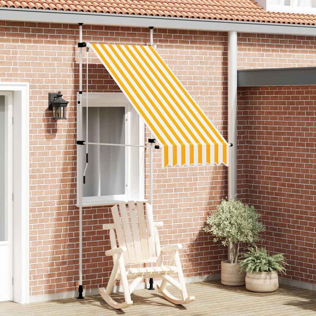 Luifel handmatig uittrekbaar 100 cm oranje en witte strepen – afbeelding 1