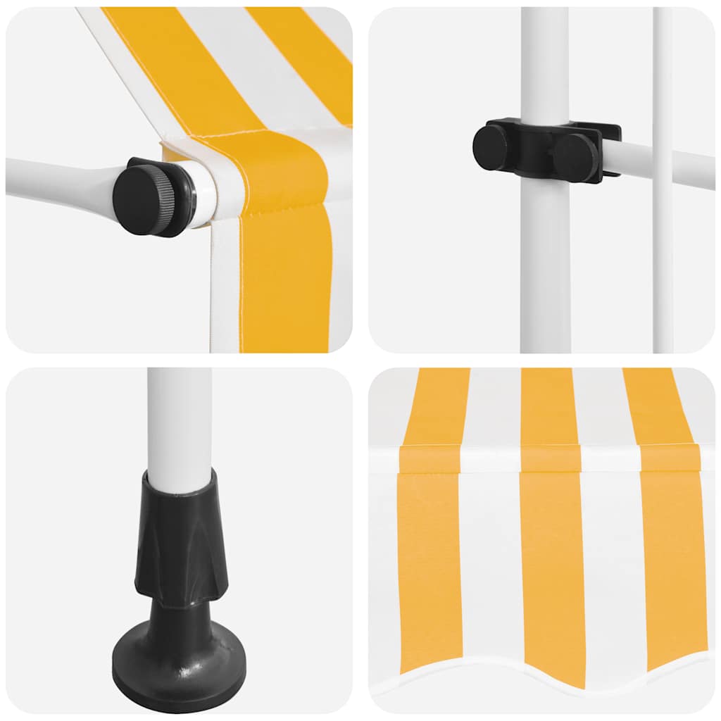 Luifel handmatig uittrekbaar 100 cm oranje en witte strepen – afbeelding 6