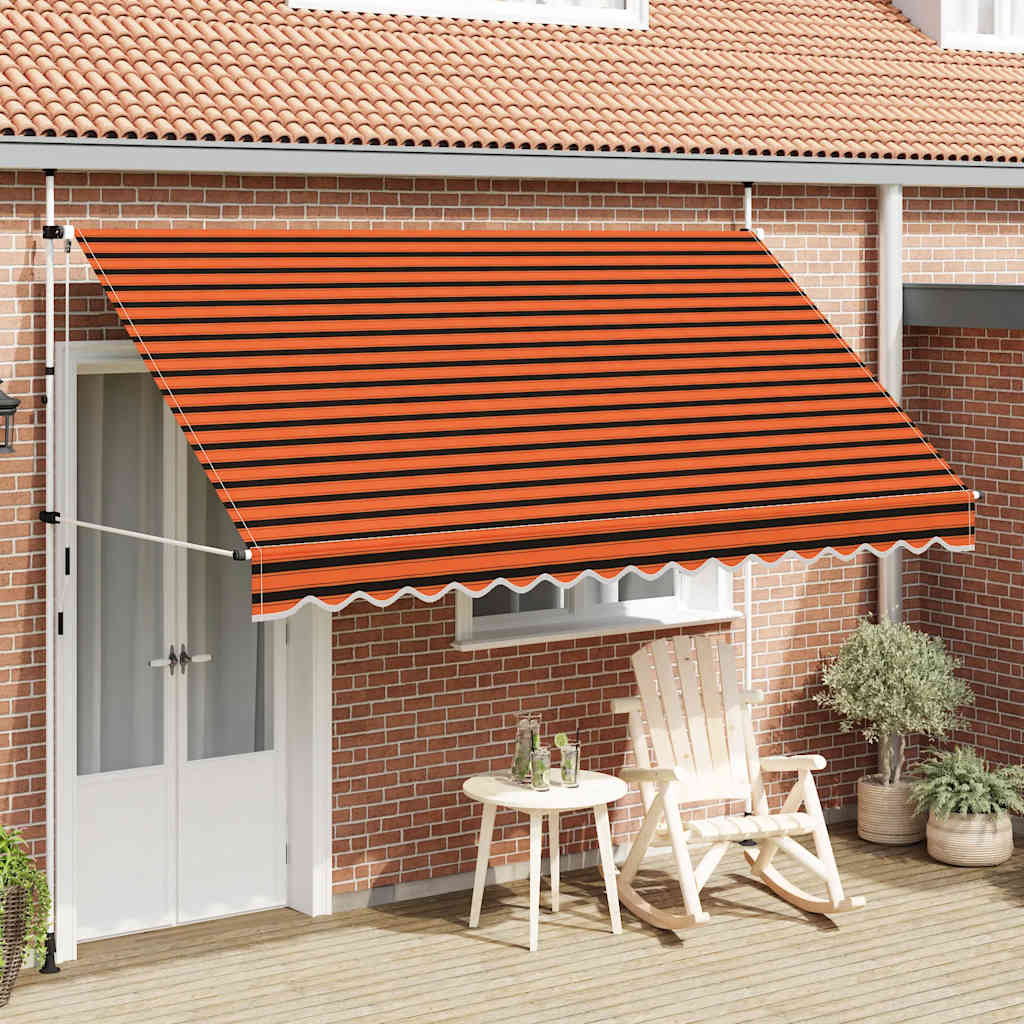 Luifel handmatig uittrekbaar 350 cm oranje en bruin – afbeelding 1