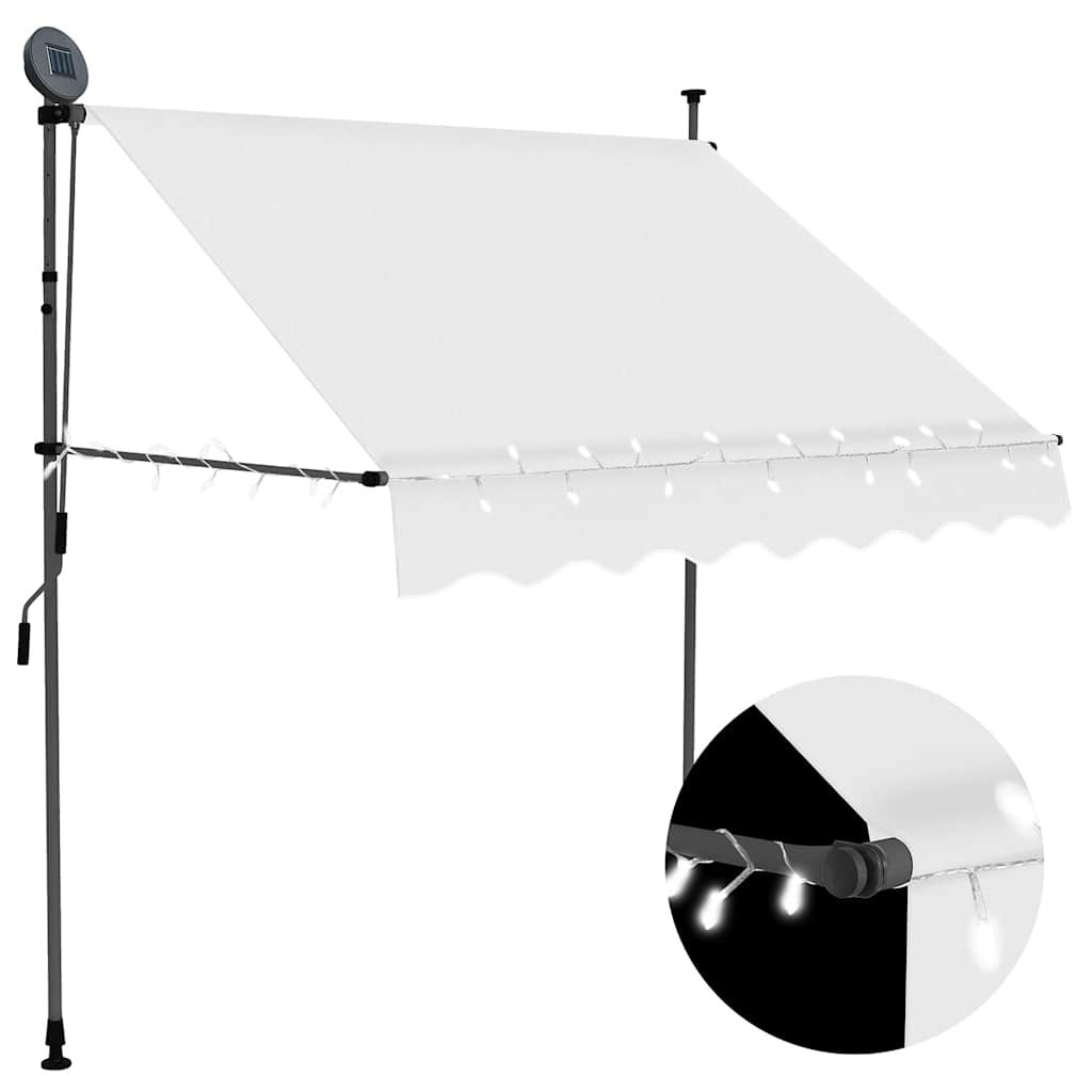 Luifel handmatig uitschuifbaar met LED 100 cm crèmekleurig