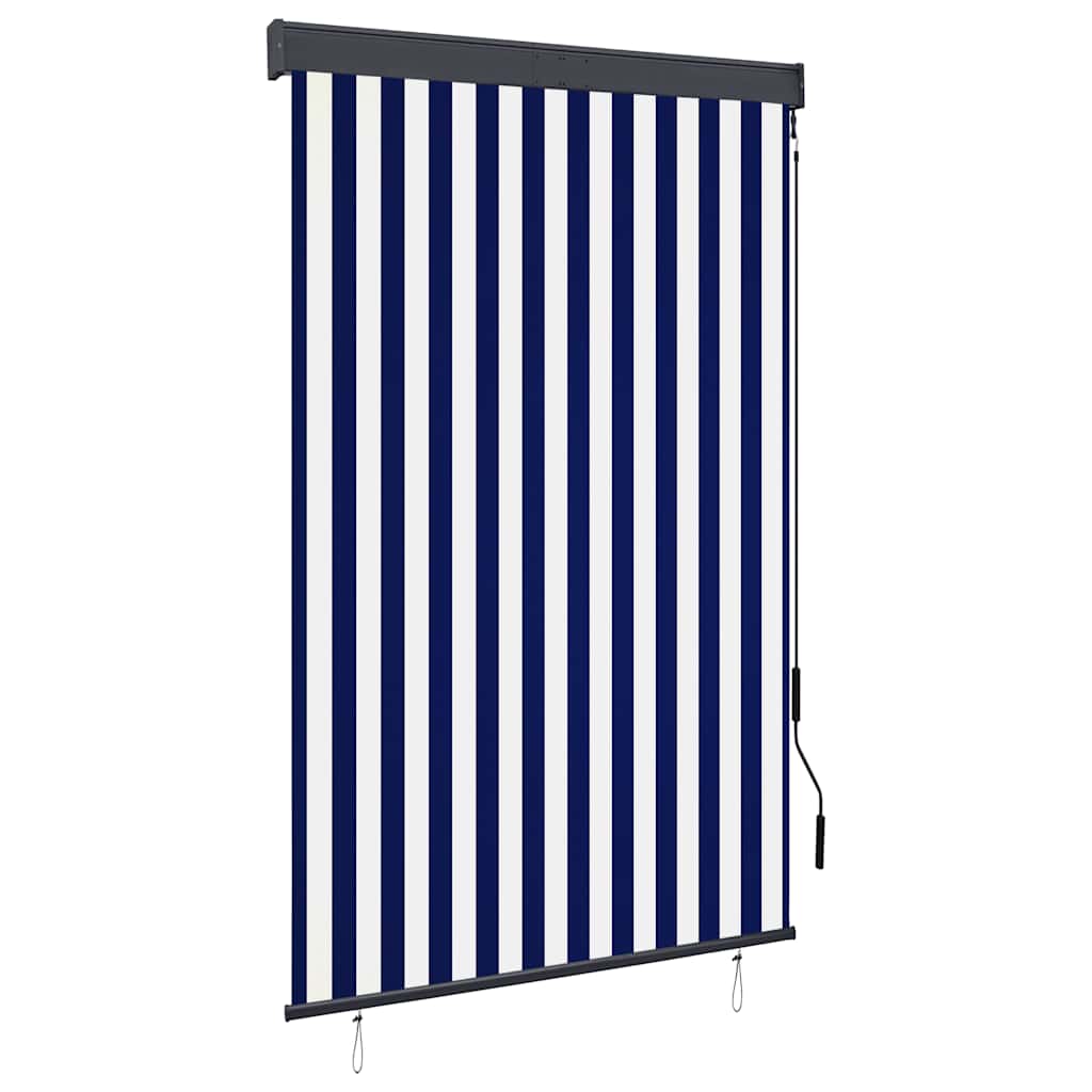 Rolgordijn voor buiten 120x250 cm blauw en wit