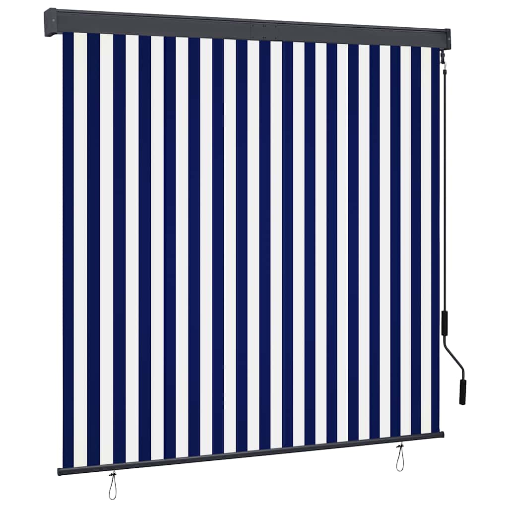 Rolgordijn voor buiten 160x250 cm blauw en wit