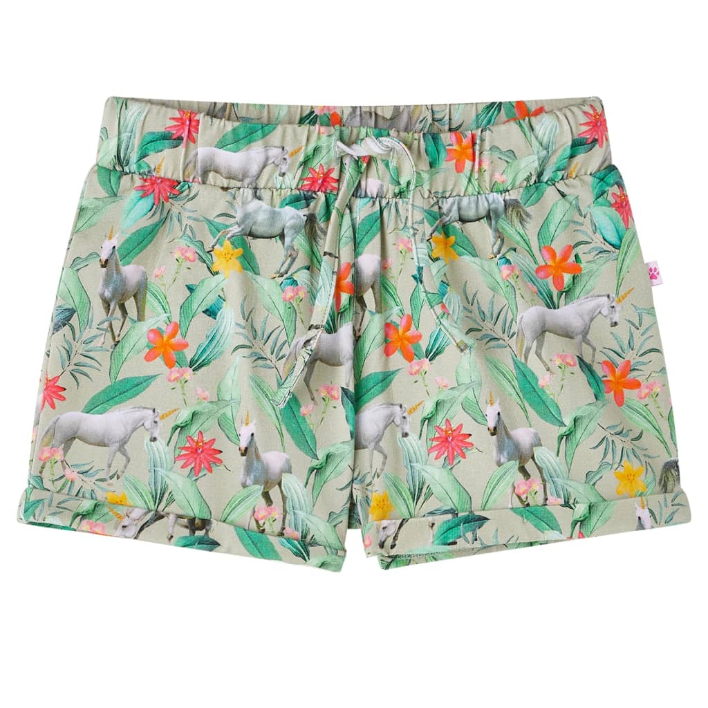 Kindershorts met trekkoord 116 lichtkaki