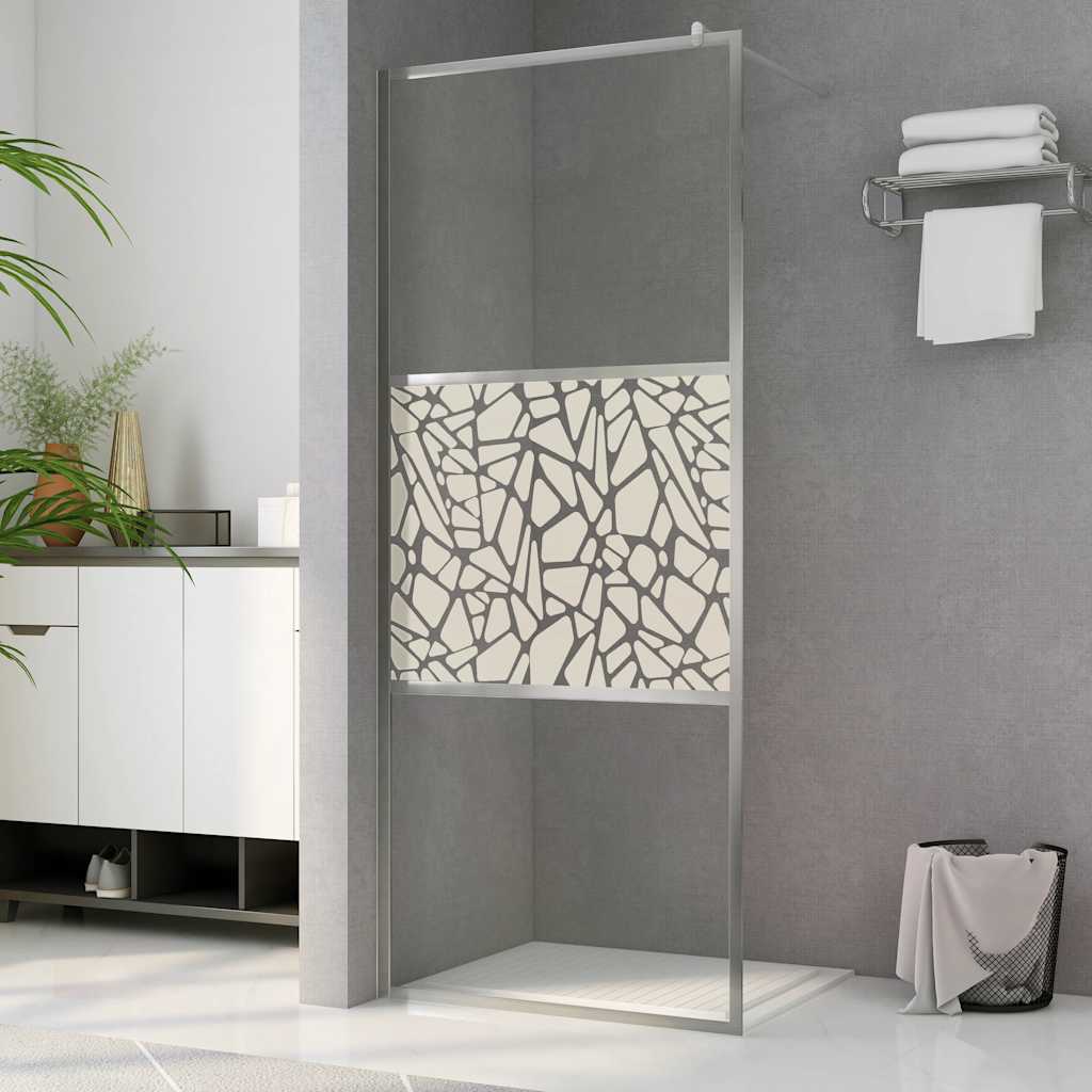 Inloopdouchewand met stenenmotief 90x195 cm ESG-glas