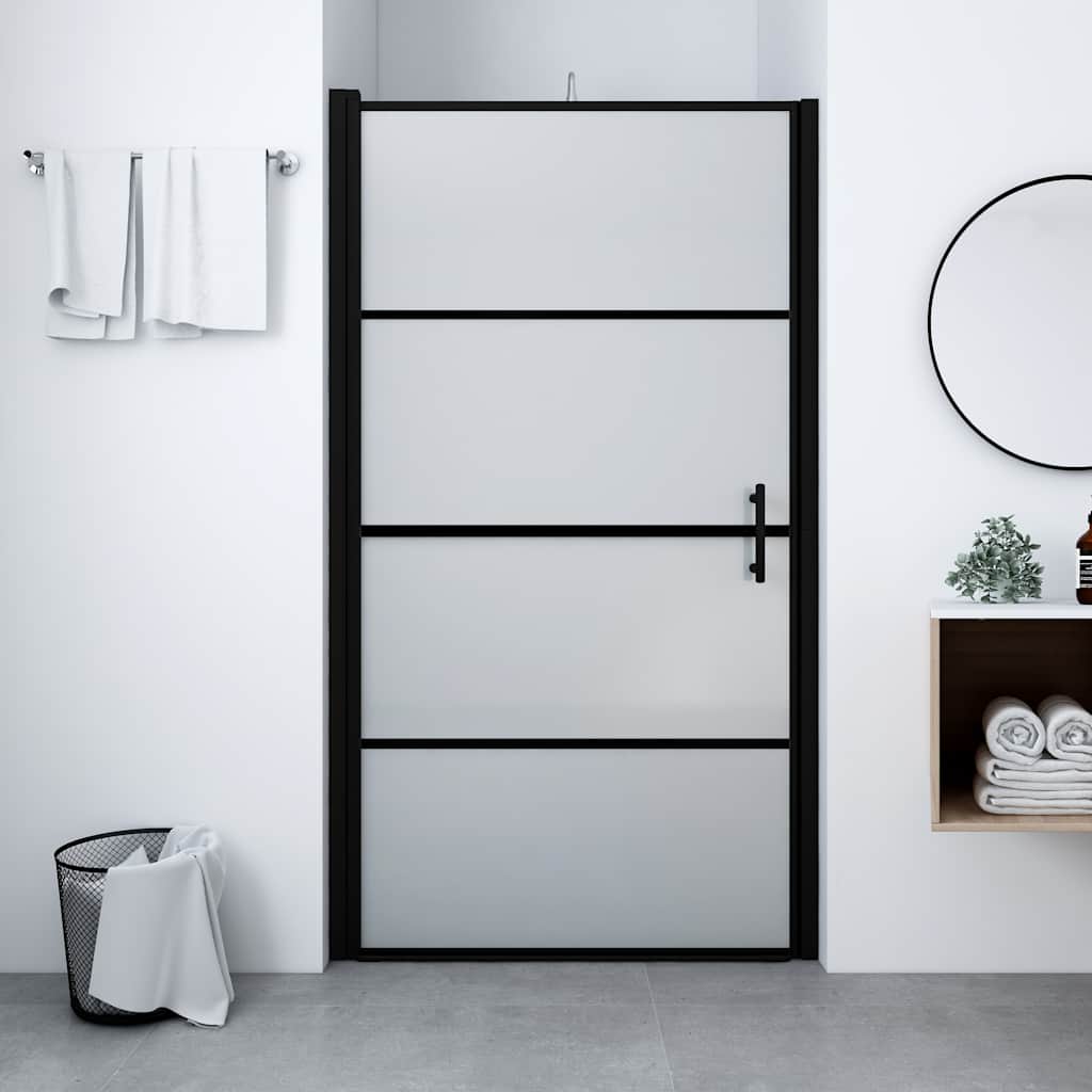 Douchedeur mat 91x195 cm gehard glas zwart