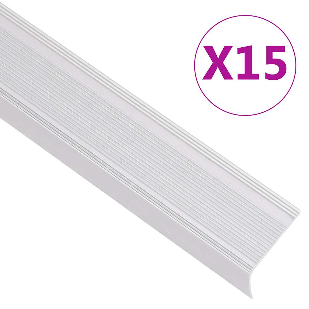 Trapneuzen L-vormig 15 st 90 cm aluminium zilverkleurig