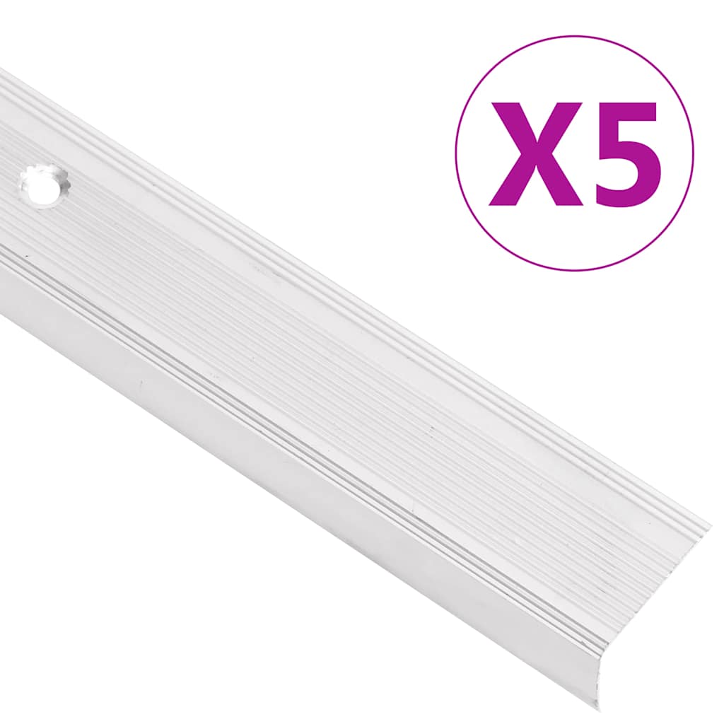 Trapneuzen L-vormig 5 st 100 cm aluminium zilverkleurig
