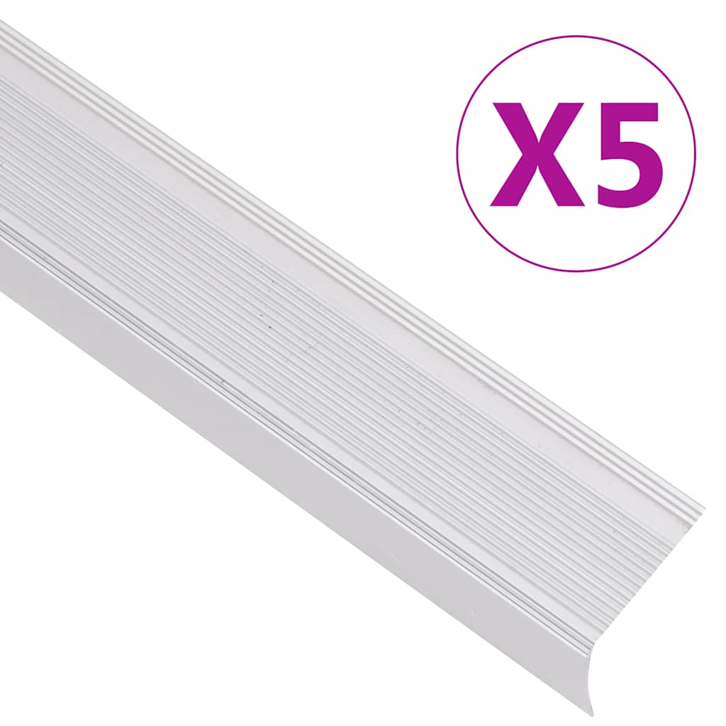 Trapneuzen L-vormig 5 st 100 cm aluminium zilverkleurig