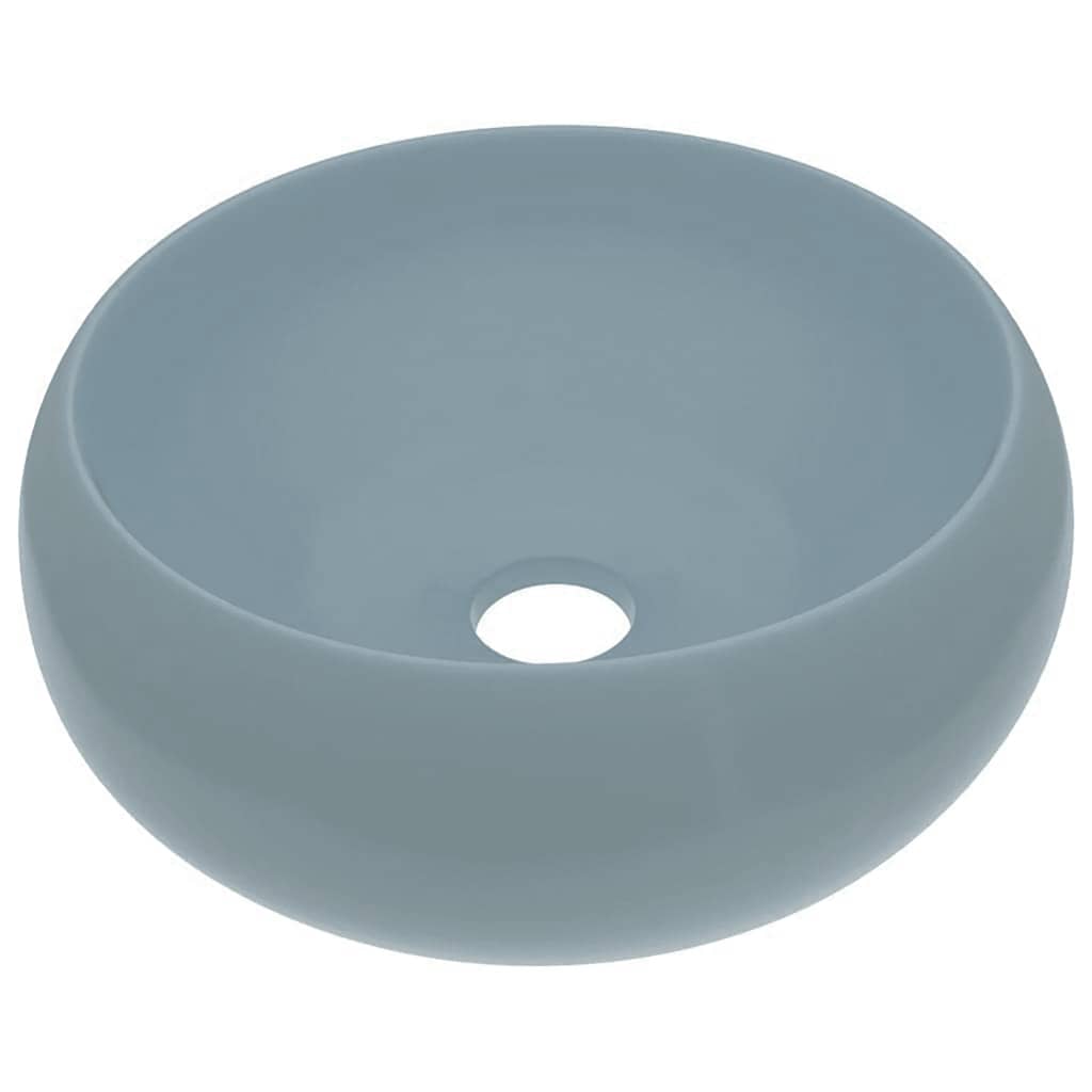 Wastafel rond 40x15 cm keramiek mat lichtblauw – afbeelding 2