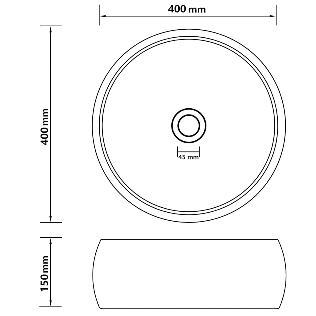 Wastafel rond 40x15 cm keramiek mat lichtblauw – afbeelding 6