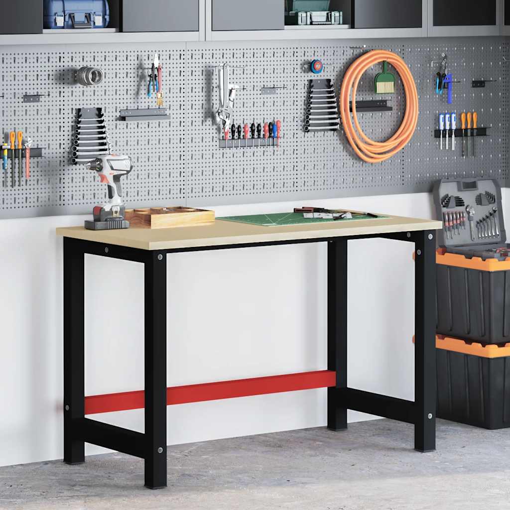 Werkbankframe 120x57x79 cm metaal zwart en rood