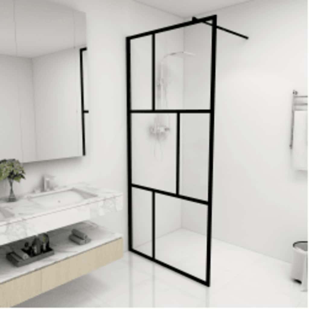 Inloopdouchewand 90x195 cm gehard glas zwart