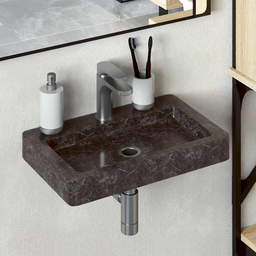 Wastafel wandgemonteerd 38x24x6,5 cm marmer zwart