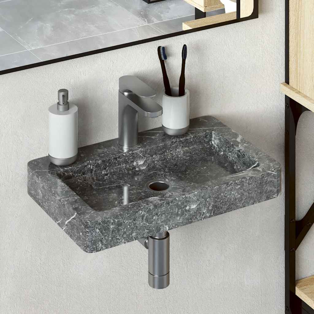 Wastafel wandgemonteerd 38x24x6,5 cm marmer grijs