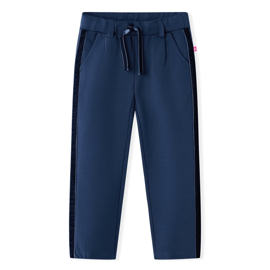 Kinderbroek met zwarte bies 140 marineblauw – afbeelding 1