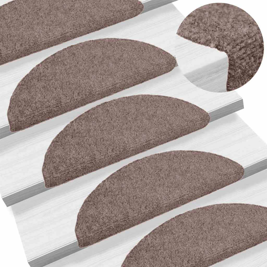 Trapmatten zelfklevend 10 stuks 56x17x3 cm lichtbruin halfrond