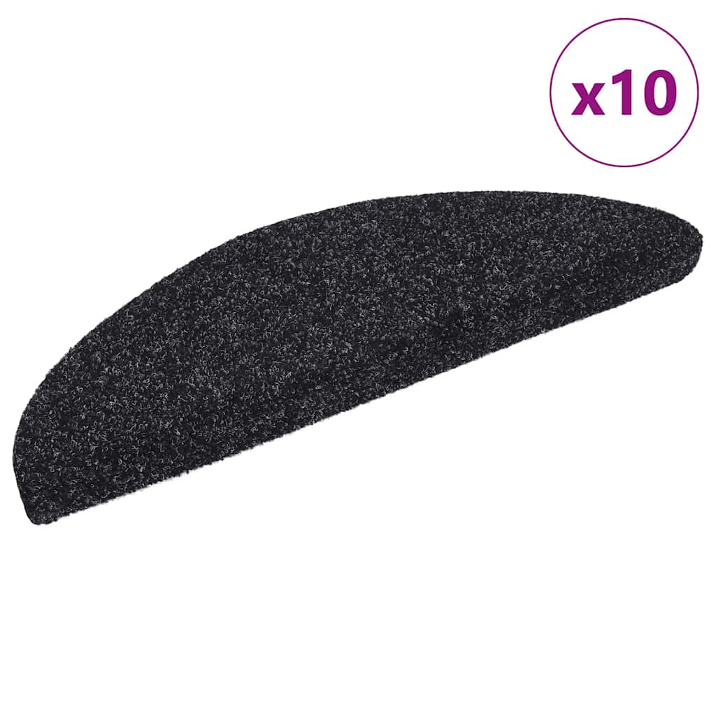 Trapmatten Zelfklevend 10 stuks 56x17x3 cm Zwart Halfrond