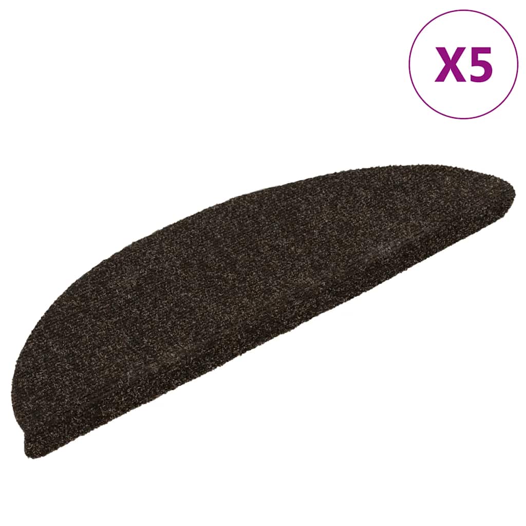 Trapmatten Zelfklevend 5 stuks 56x17x3 cm Donkerbruin Halfrond – afbeelding 2