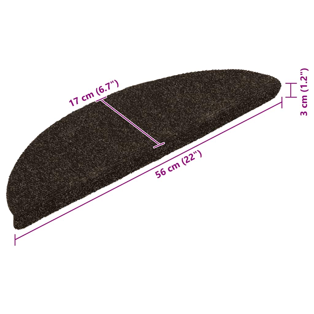 Trapmatten Zelfklevend 5 stuks 56x17x3 cm Donkerbruin Halfrond – afbeelding 8
